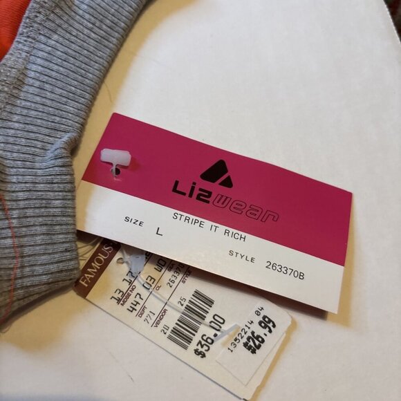 Lizwear Stripe It Rich Orange Short Set Size Large NOS - Picture 4 of 11